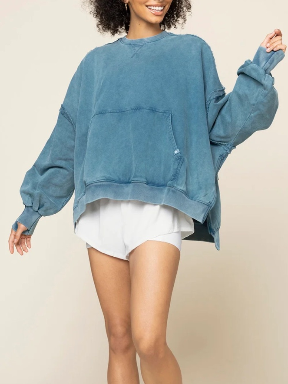 New POPFLEX Boxy Crewneck - Vintage Teal Blue Oversized Crewneck Sweater